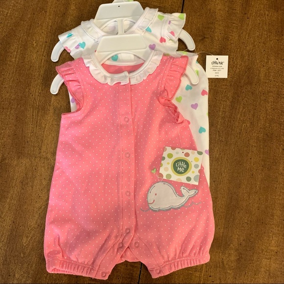 Little Me Other - Little Me Whale + Hearts Rompers